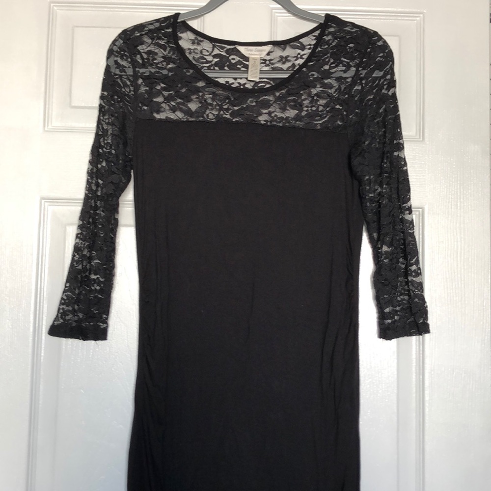 Three Seasons Maternity Black Lace Dress